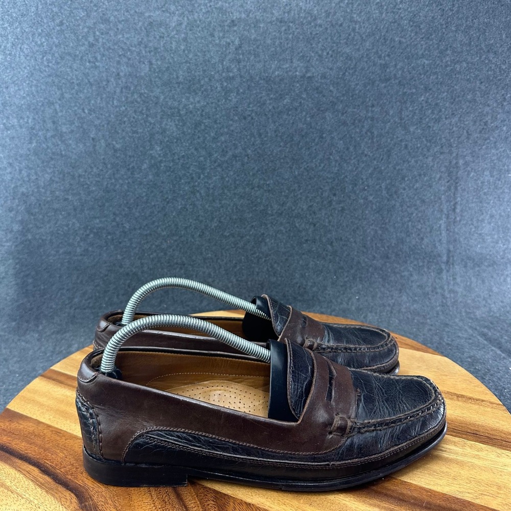 Cole Haan Country Mens 9.5 D Two Tone Croc Embossed Leather Penny Loafers 3118